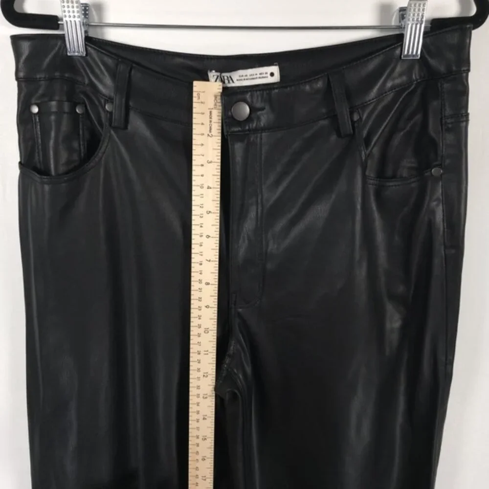 NWT ZARA FAUX LEATHER 90’s WIDE LEG Pants High Waist 2969/245/800 Size 14‎